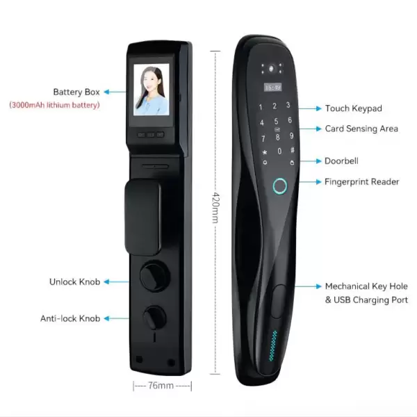 Smart Electronic Door Lock With Optional Cat-Eye Camera - Image 3